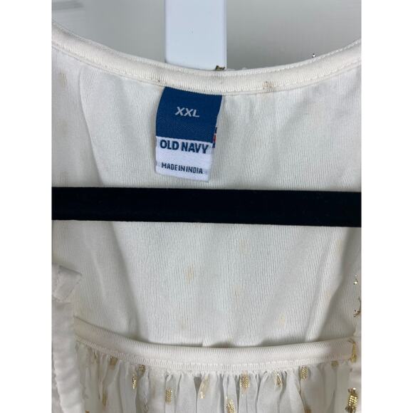 Old Navy Womens Cream Gold Peasant Blouse Size XXL Long Sleeve V-Neck Lined - Picture 2 of 8